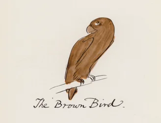 Edward Lear, El libro de los pájaros: El pájaro marrón (litografia en color)