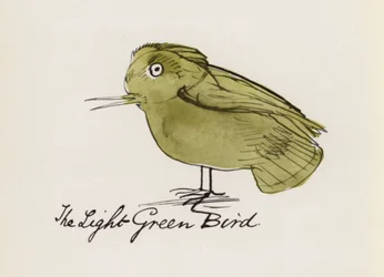 Edward Lear, El libro de los pájaros: El pájaro verde claro (litografia en color)