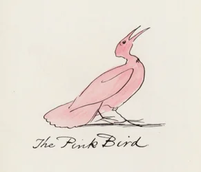 Edward Lear, El libro de los pájaros: El pájaro rosa (litografia en color)