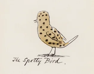 Edward Lear, The Bird Book: The Spotty Bird (litografia en color)
