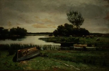 Lago con botes de remo