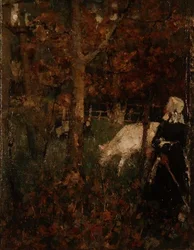 Paisaje pastoral con una niña
