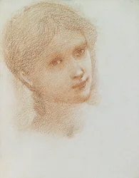 Estudio de cabeza de una niña, c.1865-6