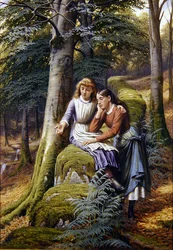 Dos chicas en un paisaje