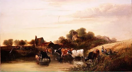 El abrevadero, escena en Devonshire