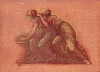 Figuras en un balcón (acuarela y gouache realzados con oro)