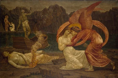 Cupido y Psique - Murales de Palace Green - Psique recibiendo el cofre de Proserpina