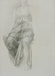 Estudio de drapeado para "Rey Cophetua", c.1883 (grafito sobre papel)
