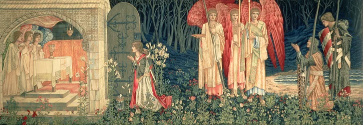 La consecución; La visión del Santo Grial a Sir Galahad, Sir Bors y Sir Percival, de la serie `La búsqueda del Santo Grial`