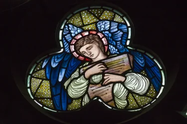 Wilden, Todos los Santos, Morris & Co., Edward Burne-Jones, John Henry Dearle (1859-1932), Ángeles con dulcimer, Músicos Ángeles