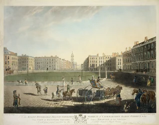 Plaza de Hanover, grabado por Robert Pollard (1755-1838) y Francis Jukes (1747-1812) 1787