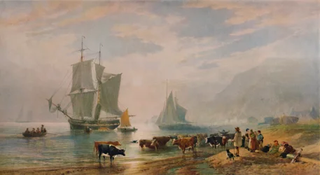 Una tarde de verano: desembarcando ganado, 1858, 1935