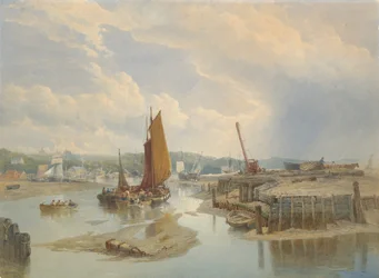 Una ciudad en un estuario en marea baja, 1868