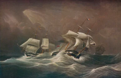 H.M.S. Indefatigable enfrentando al francés Droits-De-LHomme, 1797, 1829