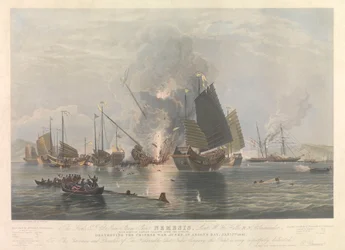 Iron Steamship Nemesis, Juncos de guerra en la bahía de Anson 7 de enero de 1841