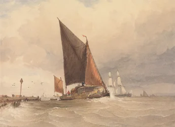 Barcaza de vela en el mar