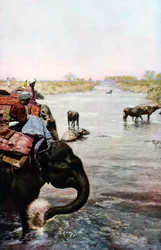 Escena del río, India Central, c. 1930s