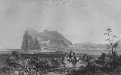 Gibraltar. Desde la Torre de Señales Inferior al pie de la Silla de la Reina de España, 1840