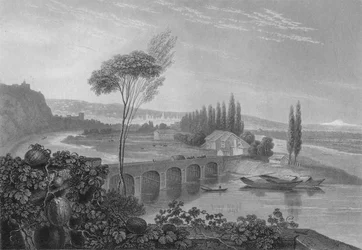 Lyon, desde la confluencia del Ródano y el Saona, 1827