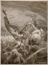 Muerte de Harold en la Batalla de Hastings, ilustración de 
