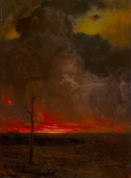 La agitación de las nubes, el feroz fuego fundido del sol (óleo sobre lienzo)