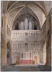 Vista interior hacia el altar, Iglesia de St Saviour, Southwark, Londres, 1830