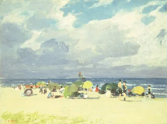 Escena de playa púrpura