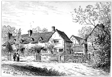 Cabaña de Mary Arden en Wilmcote, Warwickshire, 1885