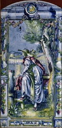 Agosto, de una serie de paneles de azulejos para la Cocina Holandesa, 1867-8
