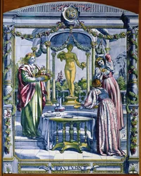 Otoño, de una serie de paneles de azulejos para la Cocina Holandesa, 1867-8