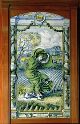 Marzo, de una serie de paneles de azulejos para la Cocina Holandesa, 1867-8