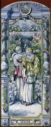 Primavera, de una serie de paneles de azulejos, diseñados por Sir Edward Poynter y hechos por Minton, Campbell and Company, para la Cocina Holandesa, 1867-8