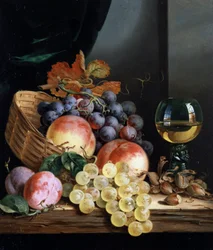 Bodegón de frutas y avellanas. Pintura de Edward Ladell (1821-1886) Colección particular.