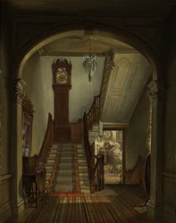 Reloj antiguo en las escaleras, 1868