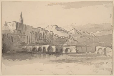 Puente con montañas al fondo (Ventimiglia)