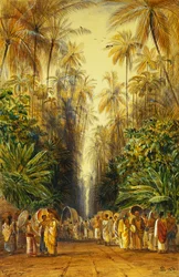 Figuras en un camino cerca de Galle, Ceilán