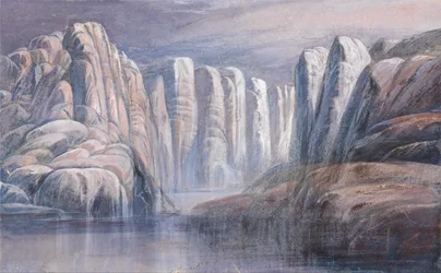 Paso del río, entre acantilados de roca estéril