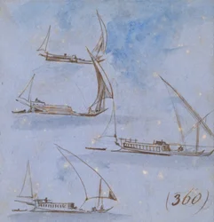 Estudios de barcos en el Nilo