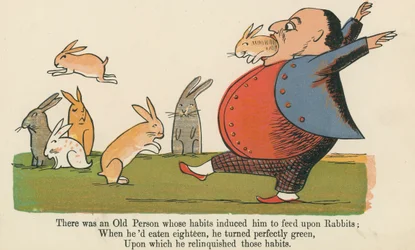 Había una persona mayor cuyos hábitos lo inducían a alimentarse de conejos, de 