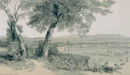 Vistas de Roma y sus Alrededores: Campiña y Murallas de Roma Mirando hacia los Albanos