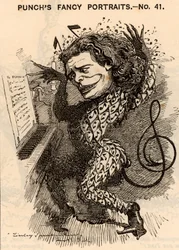 "Anton Rubinstein (1829-1894) Pianista, compositor y director de orquesta ruso, fundador del Conservatorio de San Petersburgo. En la temporada de conciertos londinense de 1881 ganó alrededor de 10.000 libras esterlinas. Una de sus composiciones fue la óper