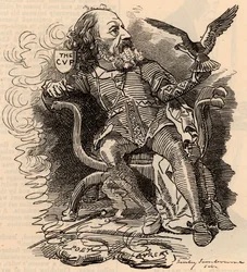 Caricatura de Alfred Tennyson (1809-1893) poeta inglés