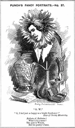 Oscar Wilde (1854-1900) dramaturgo, novelista, poeta e ingenio irlandés. Caricatura de Edward Linley Sambourne de su serie 