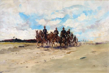 Artillería Real, un equipo de cañón de campo en marcha, 1897