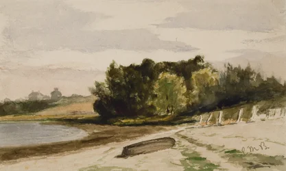 Paisaje con tronco en la playa (#40), c. 1880 (acuarela sobre papel)