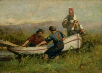 Gente cerca de un bote, 1893