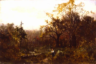 Sin título (paisaje--mujer cargando leña)