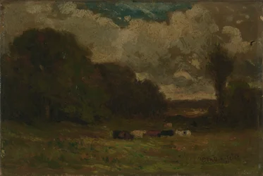Sin título (paisaje con vacas y árboles)