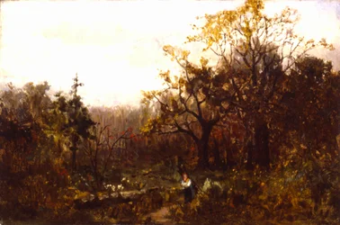 Paisaje sin título--mujer cargando madera