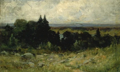 Paisaje sin título, campos con rocas y árboles, 1893